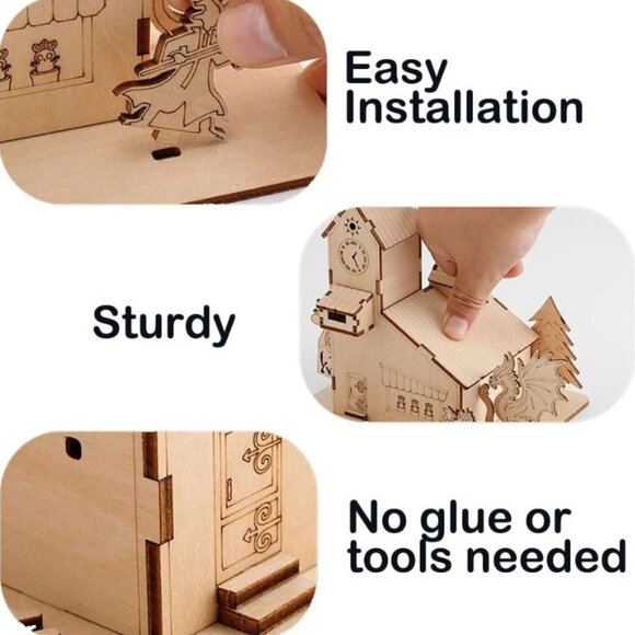 Diy Color Magic House Wooden Model Creative Arts and Crafts Set Gift on Birthday - Picture 3 of 5